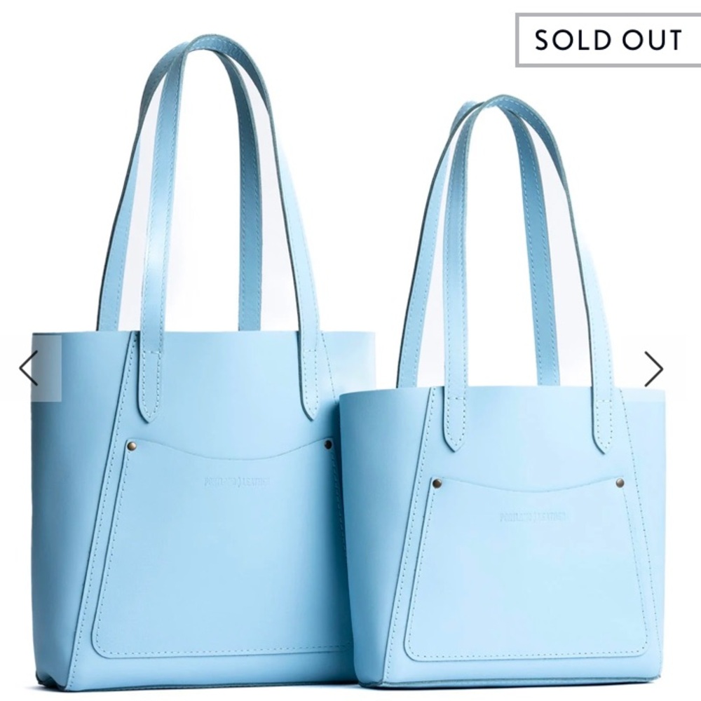 PORTLAND LEATHER GLACIAL BLUE SMALL JULIETTE TOTE - Picture 2 of 14